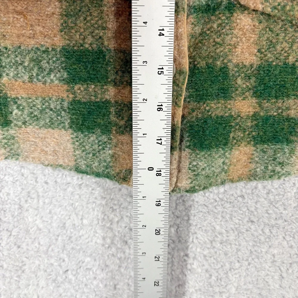 House‎ of Harlow 1960 Plaid Cropped Shirt Jacket Green Tan Size XS Wool Blend